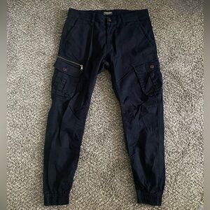 Black Cuffed Cargo Pants